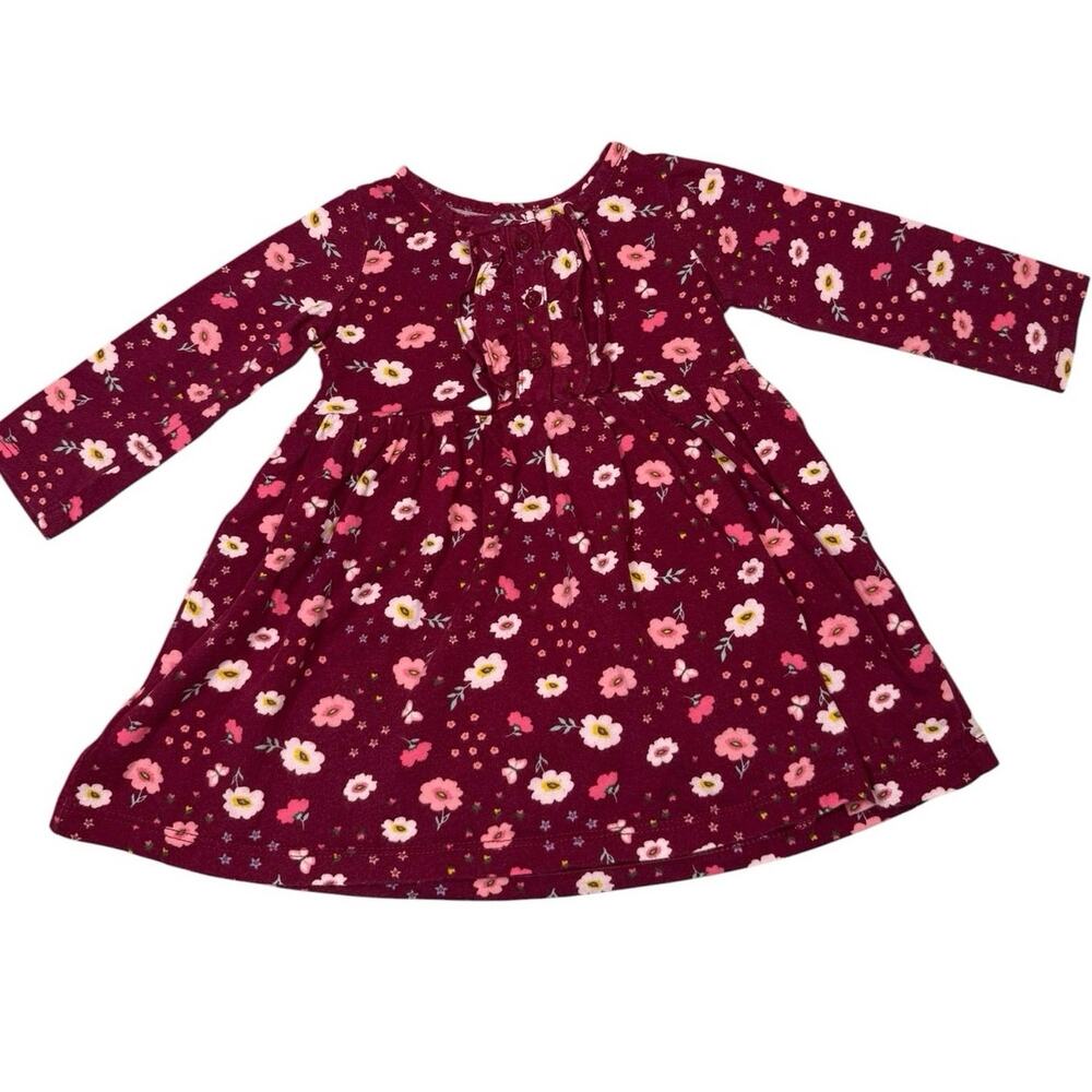 Carter's Long Sleeve Fall Dress Baby Girl Flowers Red 9 Months
